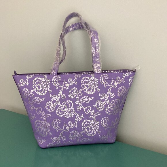 Vera Bradley NWT East West Tote Cotswolds Dahlia Purple Silver Floral VHTF - Picture 2 of 14